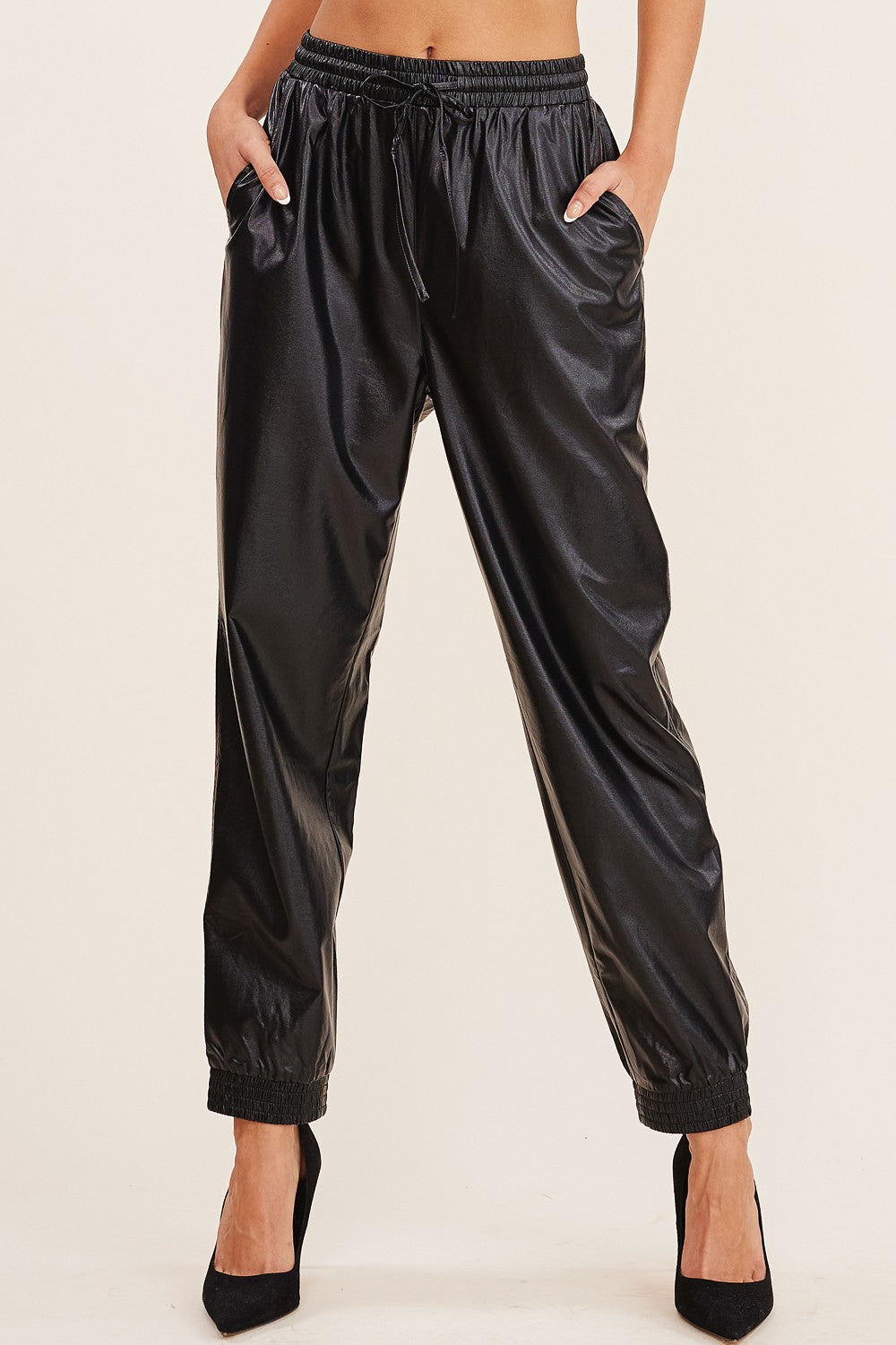 EASTSIDE FAUX LEATHER JOGGERS