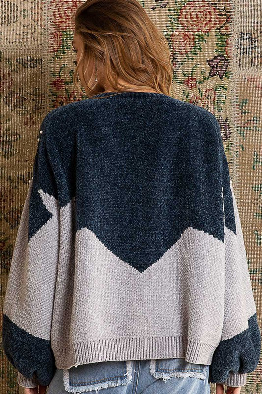 VIVIAN EMBELLISHED CHENILLE SWEATER