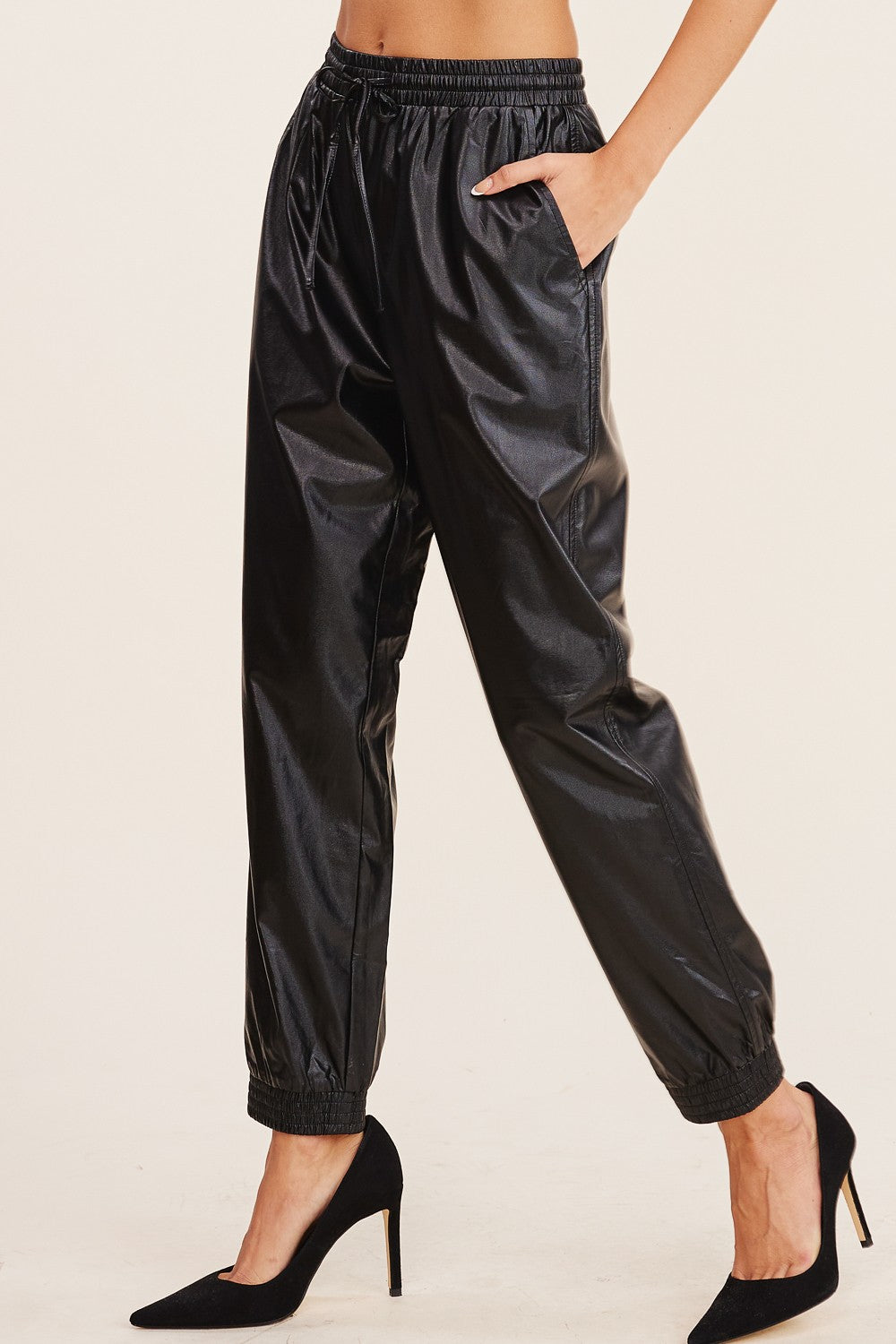 EASTSIDE FAUX LEATHER JOGGERS