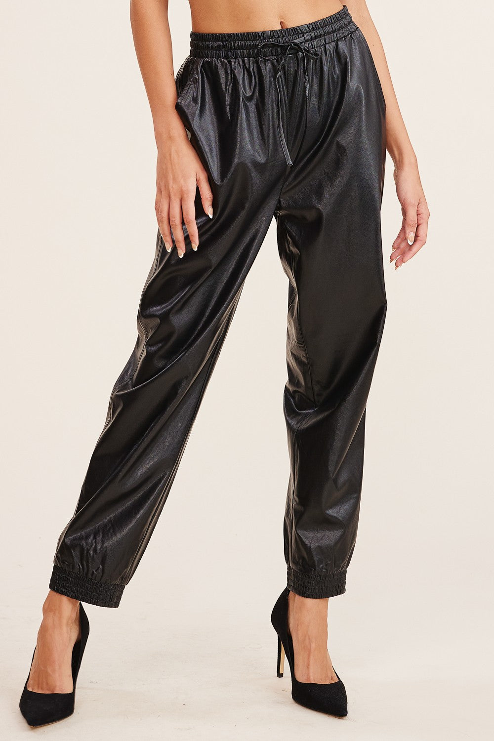 EASTSIDE FAUX LEATHER JOGGERS