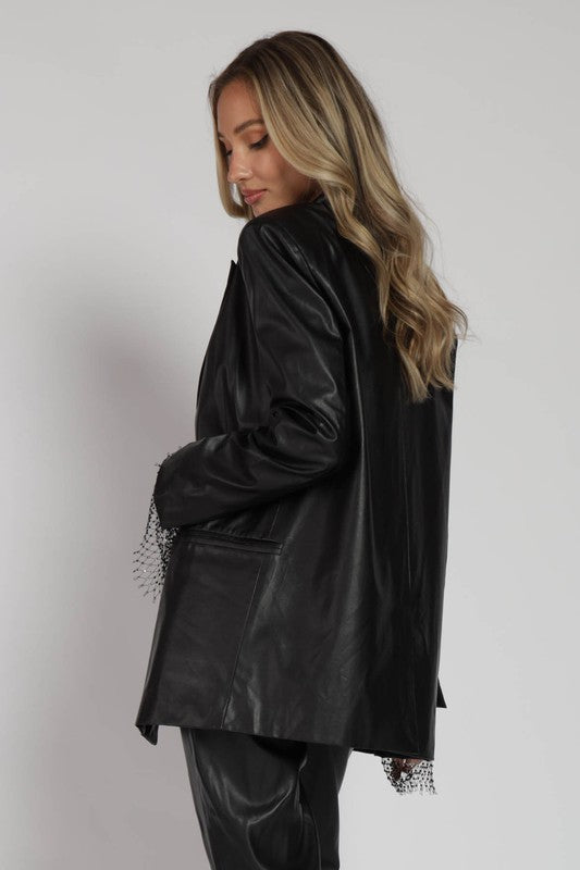 IVY FAUX LEATHER BLAZER