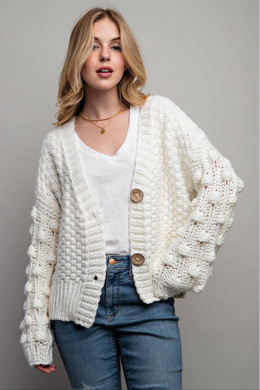 SWEET 3D FLOWER KNITTING CARDIGAN