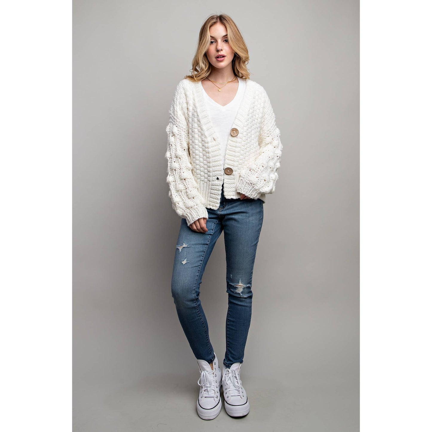 SWEET 3D FLOWER KNITTING CARDIGAN