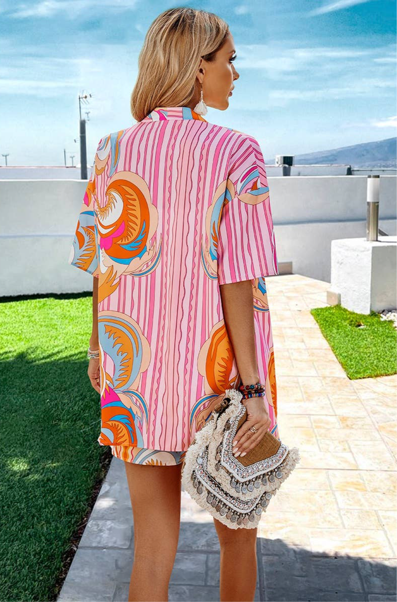 SAIL AWAY GRAPHIC PRINT BLOUSE & SHORTS SET