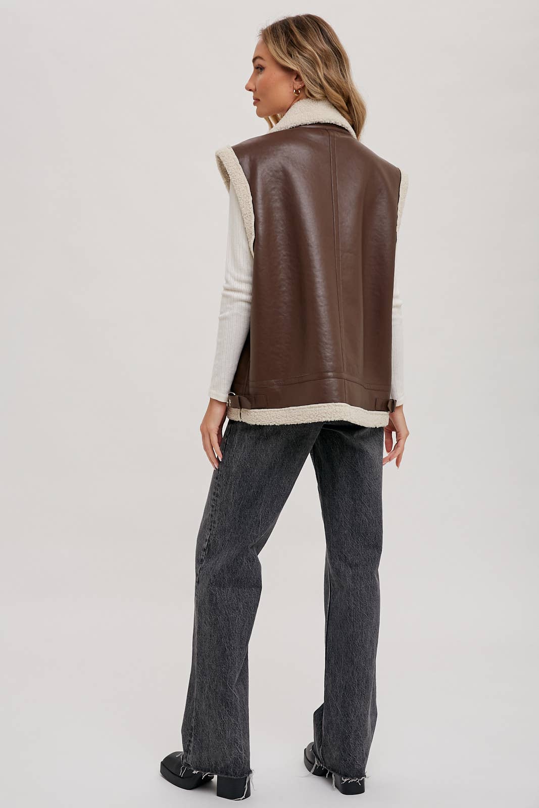 TEDDY SHEARLING MOTO VEST