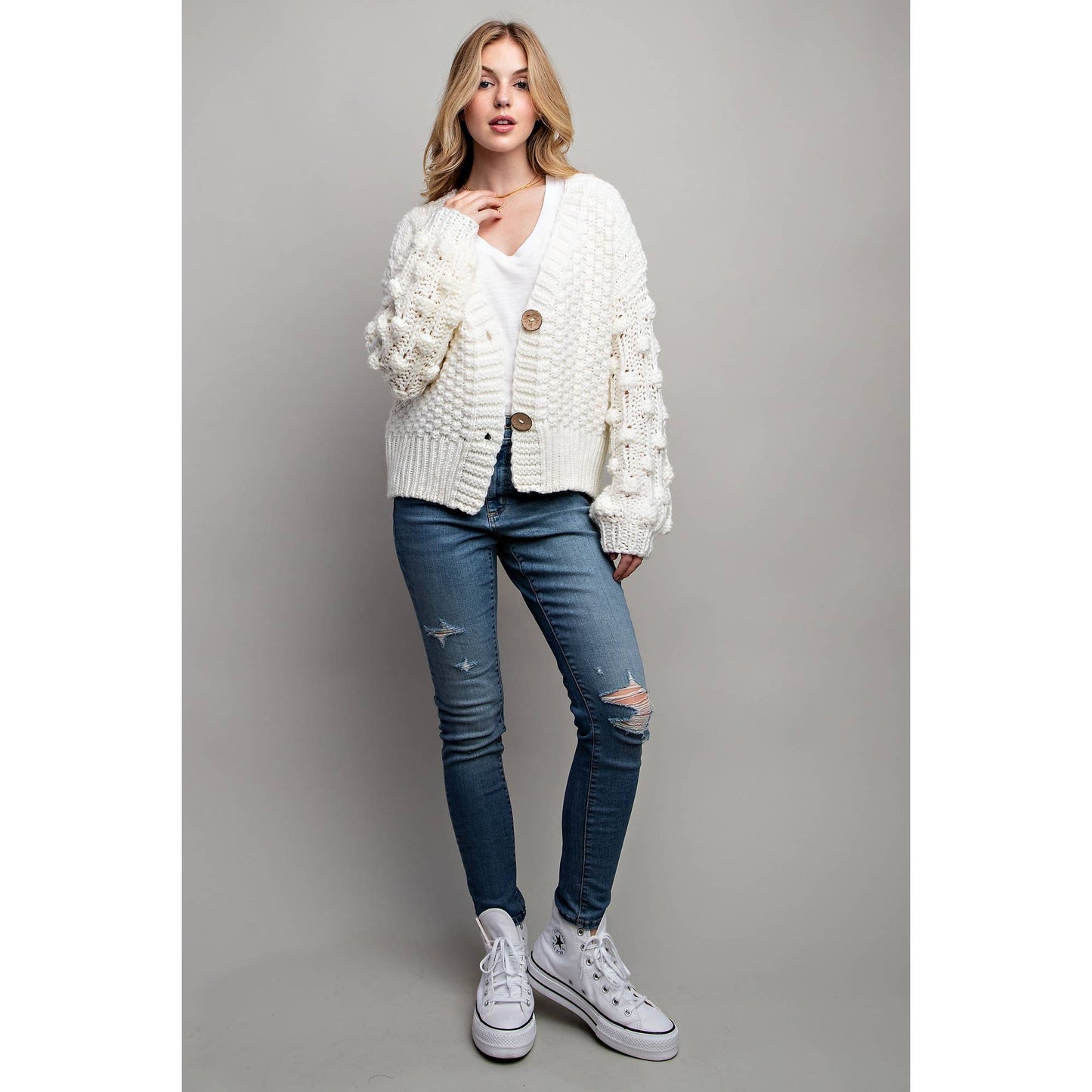 SWEET 3D FLOWER KNITTING CARDIGAN