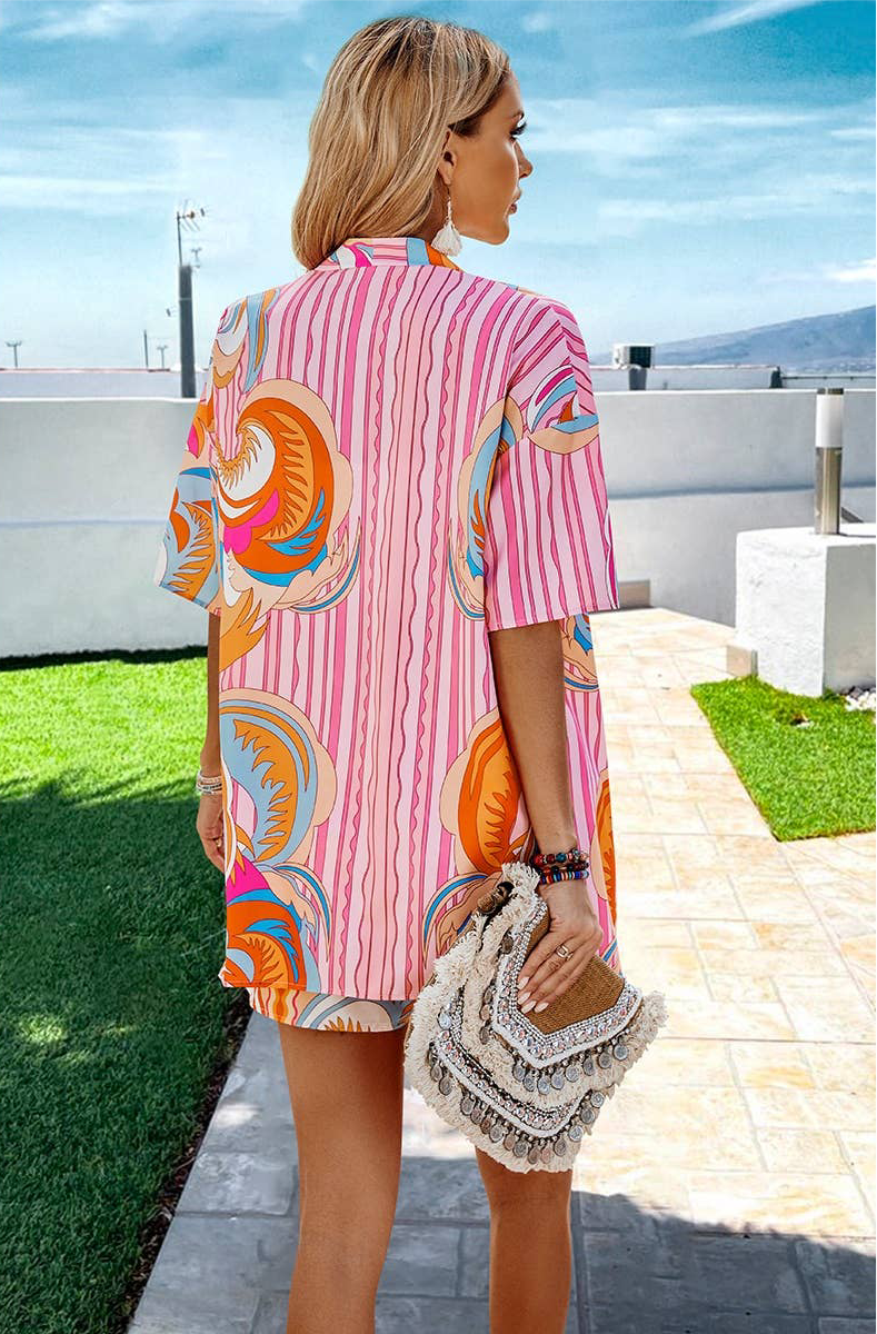 SAIL AWAY GRAPHIC PRINT BLOUSE & SHORTS SET