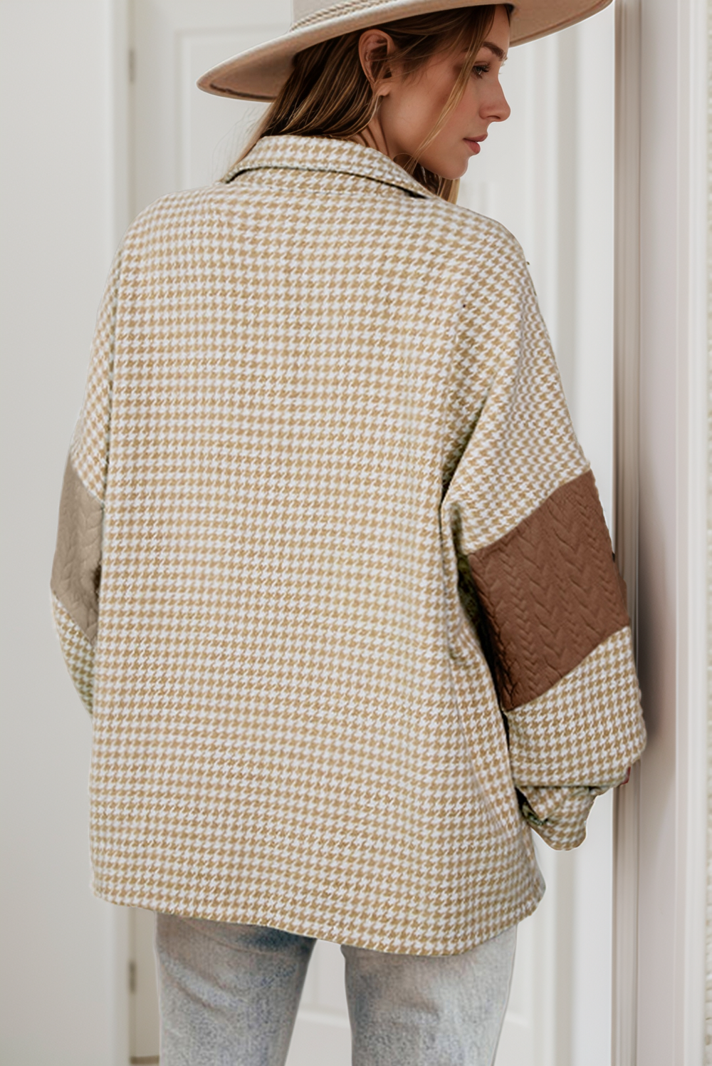 CHECK ME OUT HOUNDSTOOTH CONTRAST SHACKET