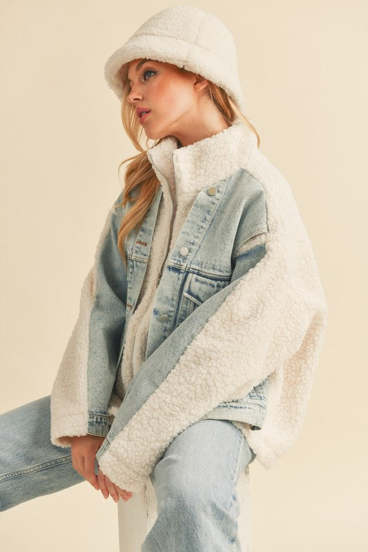 DORO FAUX FUR DENIM JACKET