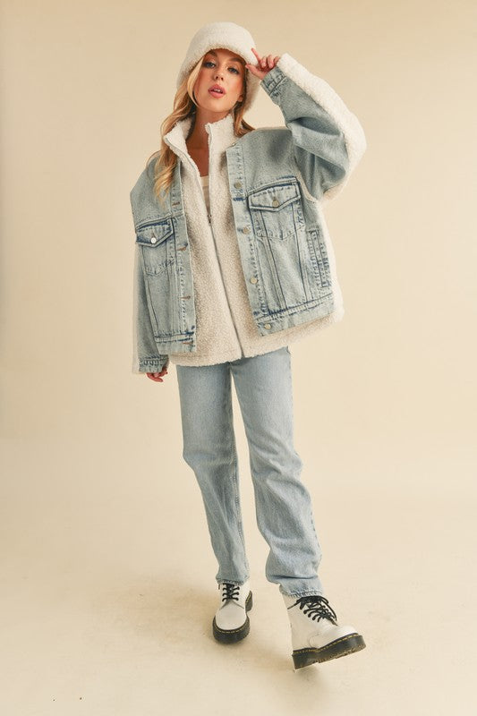 DORO FAUX FUR DENIM JACKET