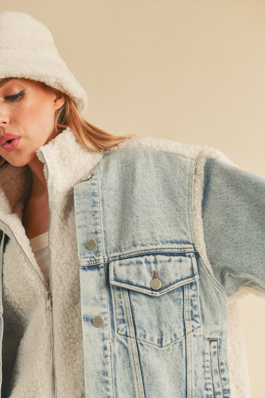 DORO FAUX FUR DENIM JACKET