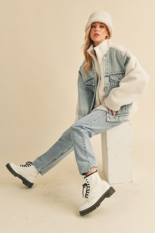DORO FAUX FUR DENIM JACKET