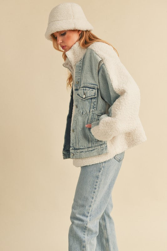 DORO FAUX FUR DENIM JACKET