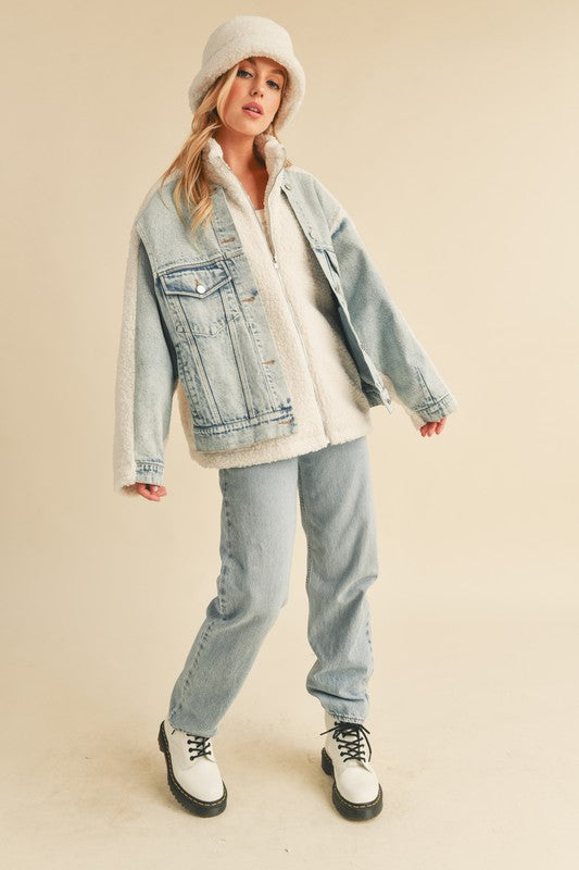 DORO FAUX FUR DENIM JACKET