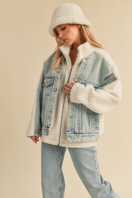 DORO FAUX FUR DENIM JACKET