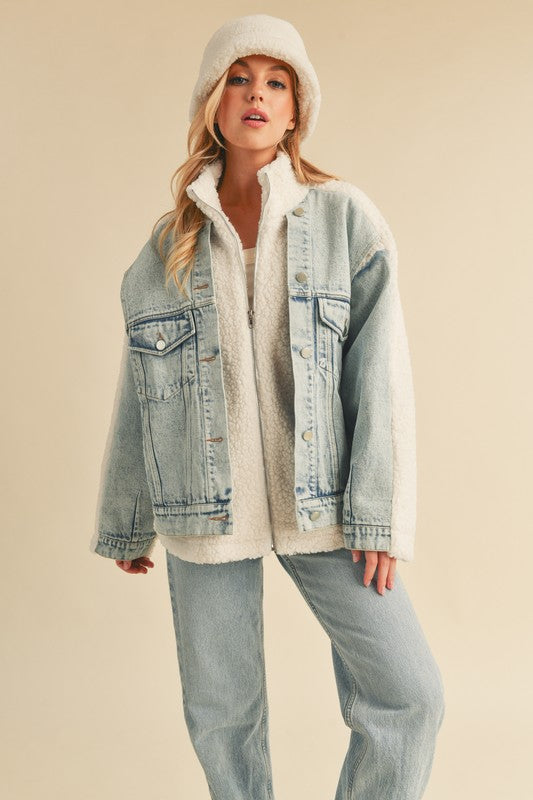 DORO FAUX FUR DENIM JACKET