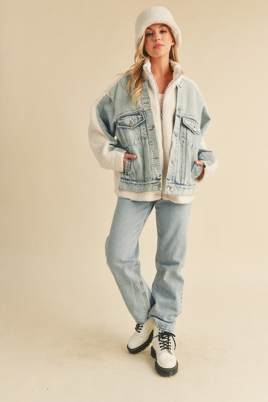 DORO FAUX FUR DENIM JACKET