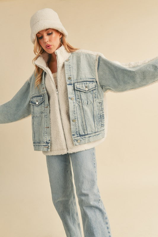 DORO FAUX FUR DENIM JACKET