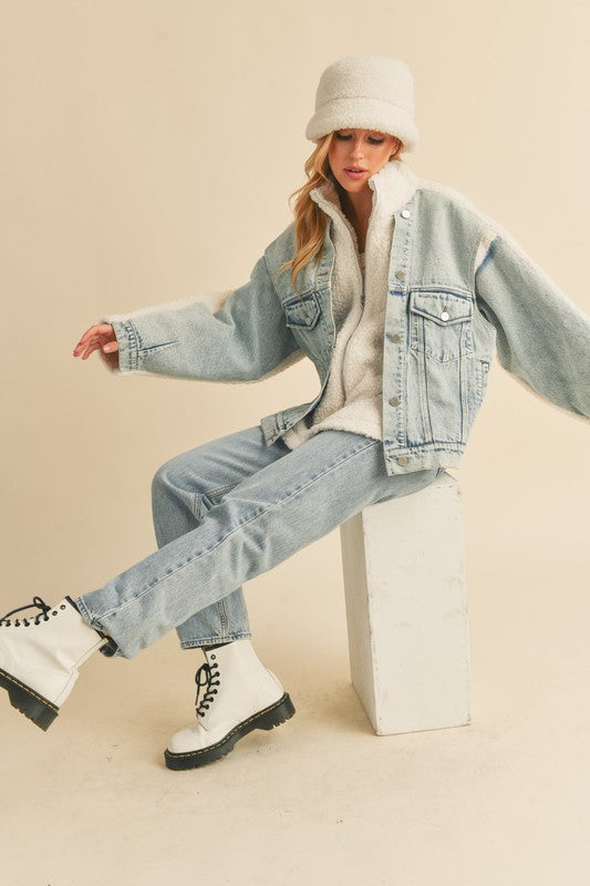 DORO FAUX FUR DENIM JACKET