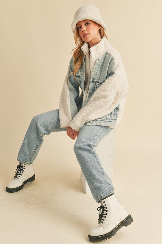 DORO FAUX FUR DENIM JACKET