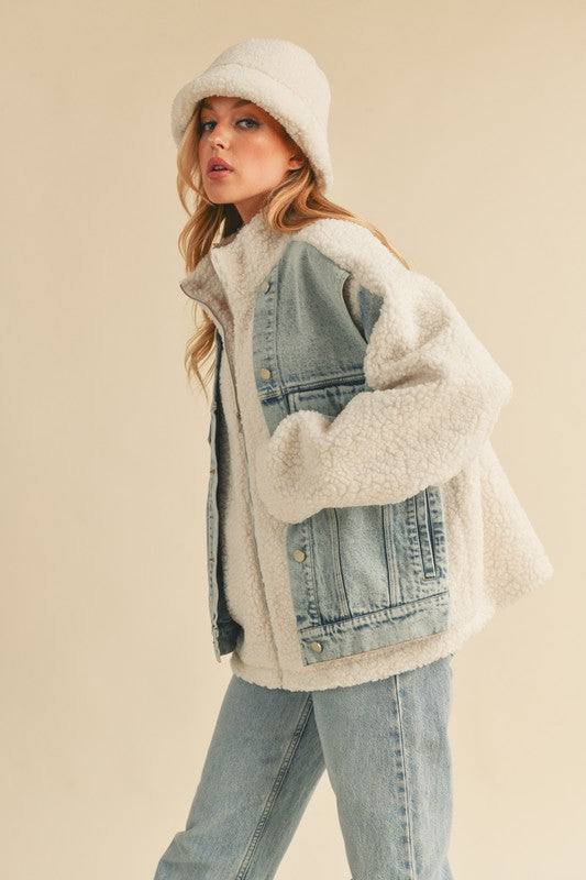 DORO FAUX FUR DENIM JACKET