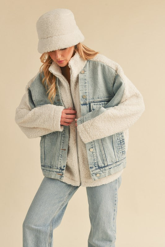 DORO FAUX FUR DENIM JACKET